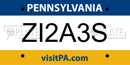 ZI2A3S Pennsylvania License Plate