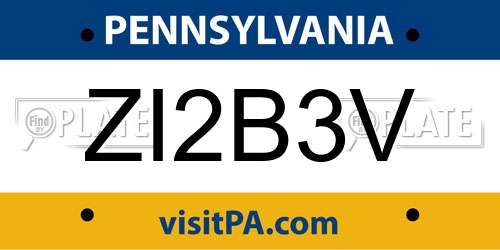 ZI2B3V Pennsylvania License Plate