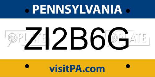 ZI2B6G Pennsylvania License Plate