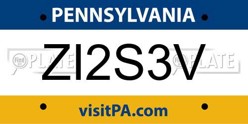 ZI2S3V Pennsylvania License Plate