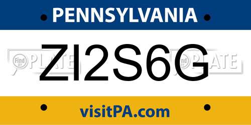 ZI2S6G Pennsylvania License Plate