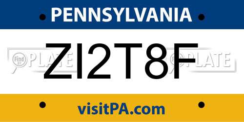 ZI2T8F Pennsylvania License Plate
