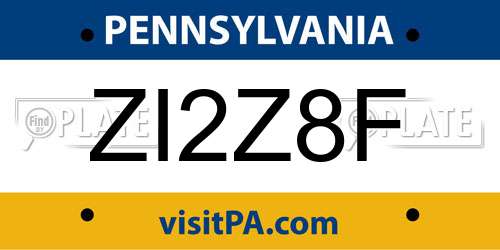 ZI2Z8F Pennsylvania License Plate