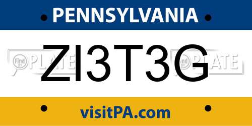 ZI3T3G Pennsylvania License Plate