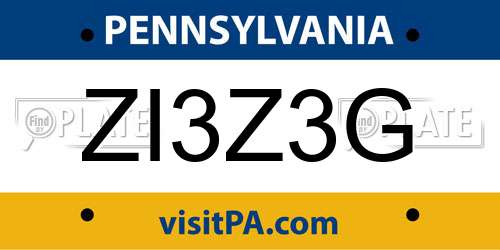 ZI3Z3G Pennsylvania License Plate