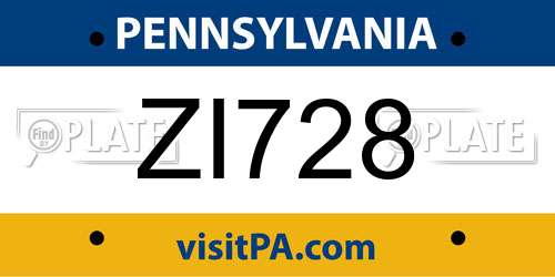 ZI728 Pennsylvania License Plate