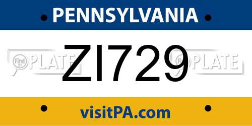 ZI729 Pennsylvania License Plate