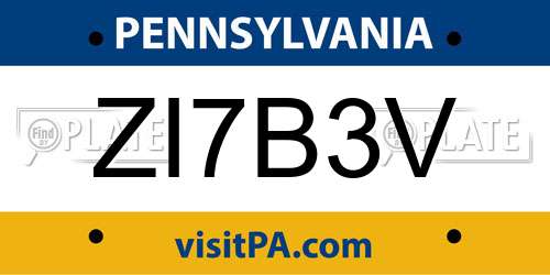 ZI7B3V Pennsylvania License Plate