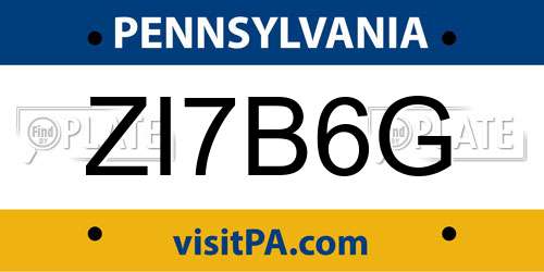 ZI7B6G Pennsylvania License Plate