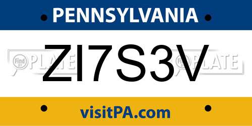 ZI7S3V Pennsylvania License Plate