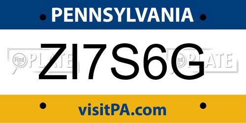 ZI7S6G Pennsylvania License Plate