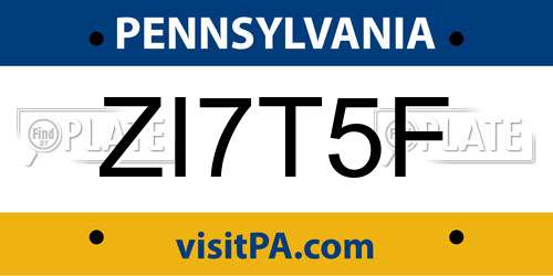 ZI7T5F Pennsylvania License Plate