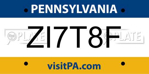 ZI7T8F Pennsylvania License Plate