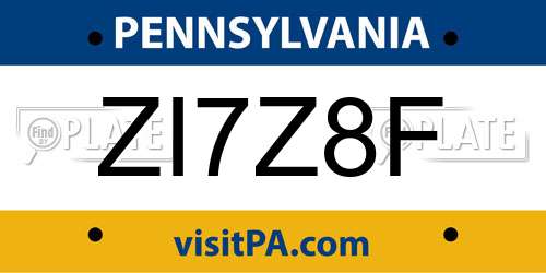 ZI7Z8F Pennsylvania License Plate
