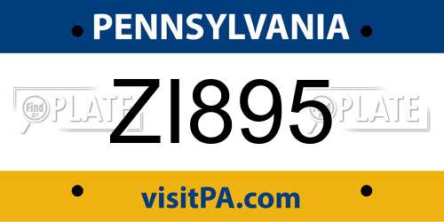 ZI895 Pennsylvania License Plate