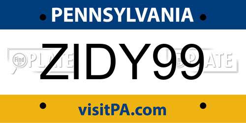 ZIDY99 Pennsylvania License Plate