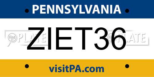 ZIET36 Pennsylvania License Plate