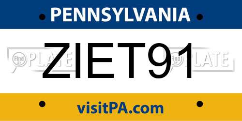 ZIET91 Pennsylvania License Plate