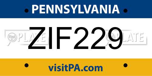 ZIF229 Pennsylvania License Plate