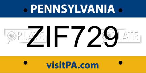 ZIF729 Pennsylvania License Plate