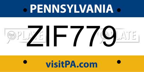 ZIF779 Pennsylvania License Plate