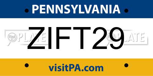 ZIFT29 Pennsylvania License Plate