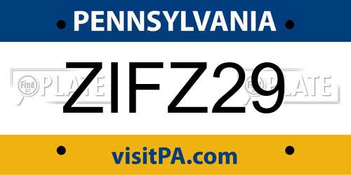 ZIFZ29 Pennsylvania License Plate