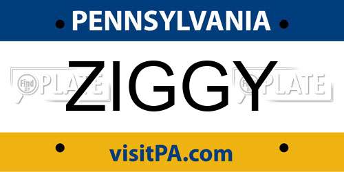 ZIGGY Pennsylvania License Plate