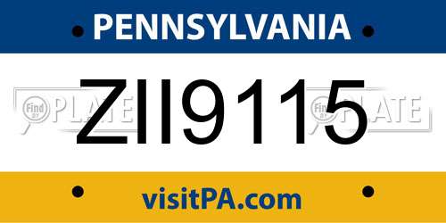 ZII9115 Pennsylvania License Plate
