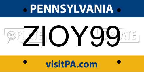 ZIOY99 Pennsylvania License Plate