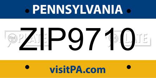 ZIP9710 Pennsylvania License Plate