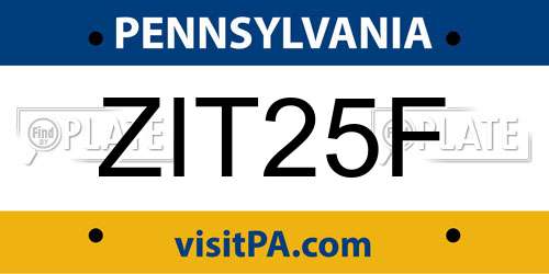 ZIT25F Pennsylvania License Plate