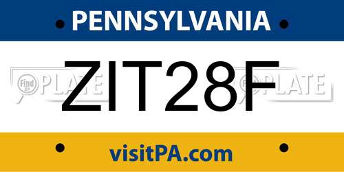 ZIT28F Pennsylvania License Plate