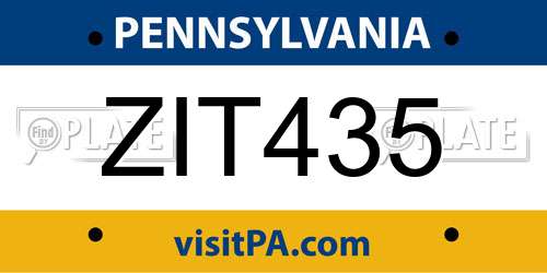ZIT435 Pennsylvania License Plate