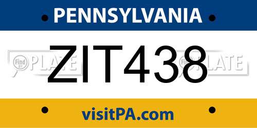 ZIT438 Pennsylvania License Plate