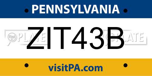 ZIT43B Pennsylvania License Plate