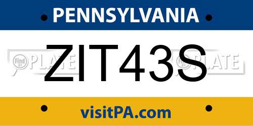 ZIT43S Pennsylvania License Plate