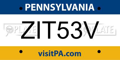 ZIT53V Pennsylvania License Plate