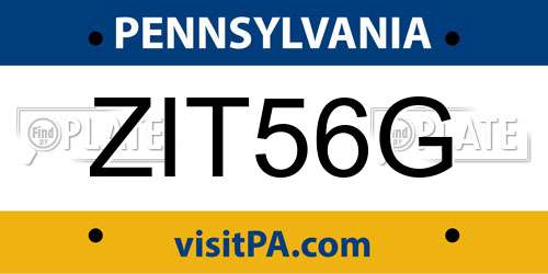 ZIT56G Pennsylvania License Plate