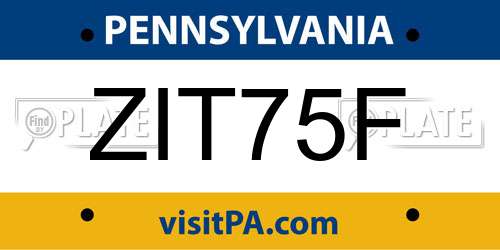 ZIT75F Pennsylvania License Plate