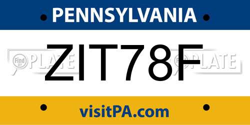 ZIT78F Pennsylvania License Plate