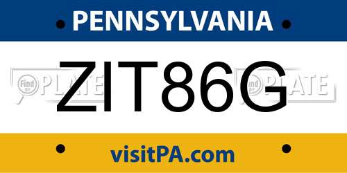 ZIT86G Pennsylvania License Plate