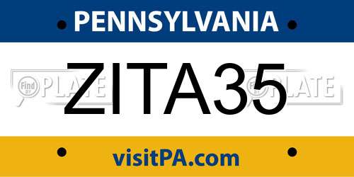 ZITA35 Pennsylvania License Plate