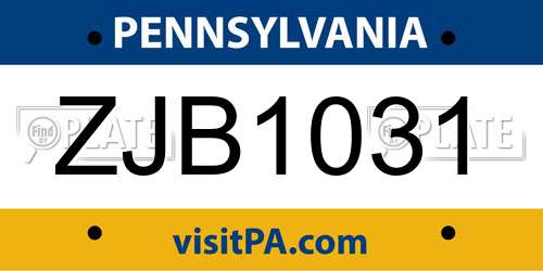ZJB1031 Pennsylvania License Plate