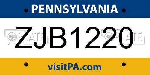 ZJB1220 Pennsylvania License Plate