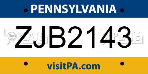 ZJB2143 Pennsylvania License Plate