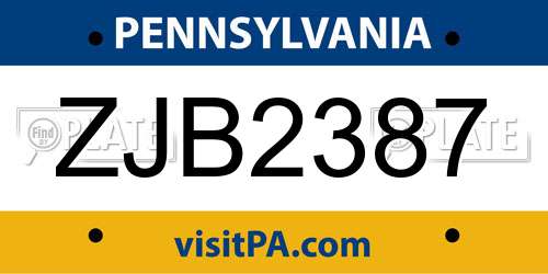 ZJB2387 Pennsylvania License Plate