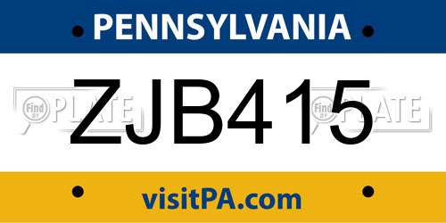 ZJB415 Pennsylvania License Plate