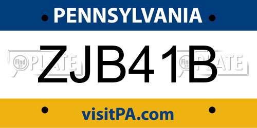 ZJB41B Pennsylvania License Plate