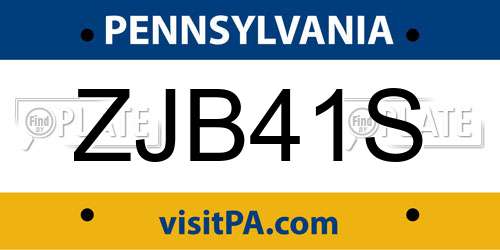 ZJB41S Pennsylvania License Plate